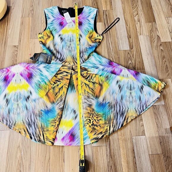 Bebe Alexis Sz M Mini Skater Dress Animal Print Tie Dye Fit Flare $139 NWT 0836 - Picture 12 of 15